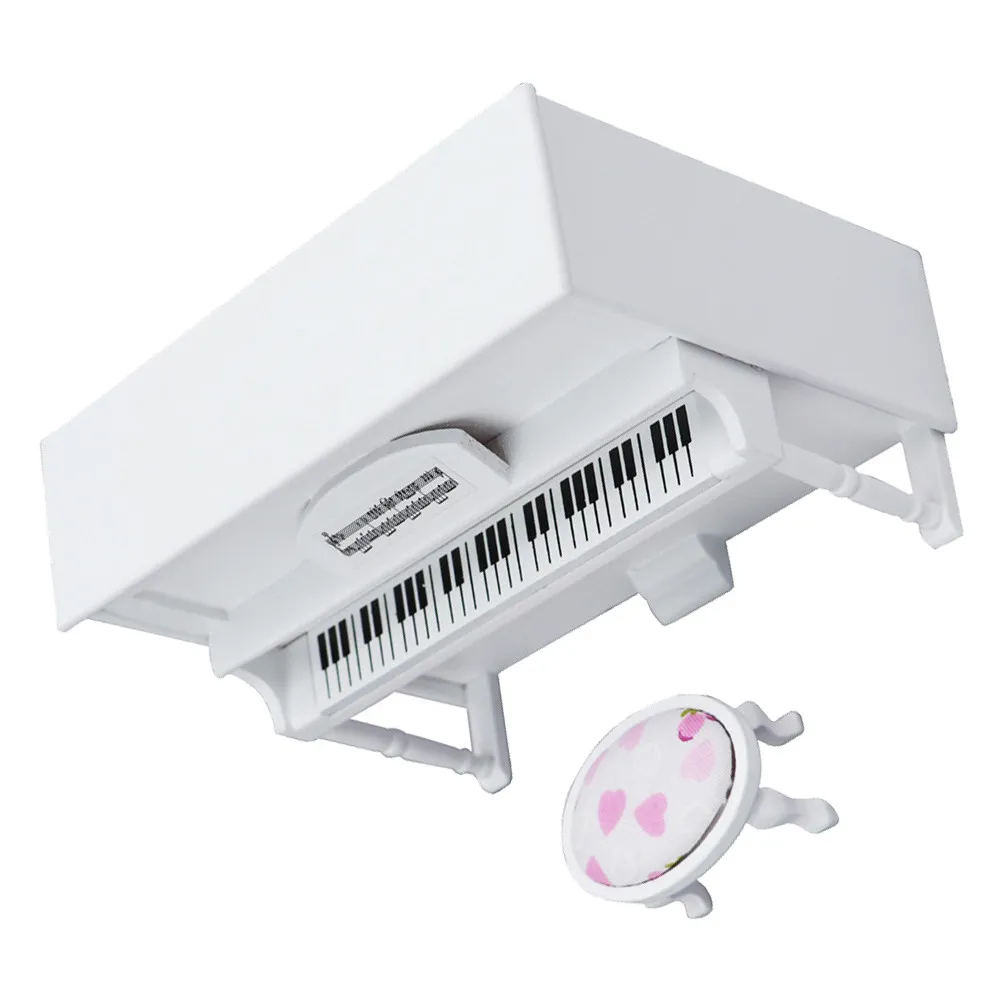 

1Set Upright Piano Miniature Wooden Decor for Mini House Musical Atmosphere Pretend Play Photo Prop Scene Accessory