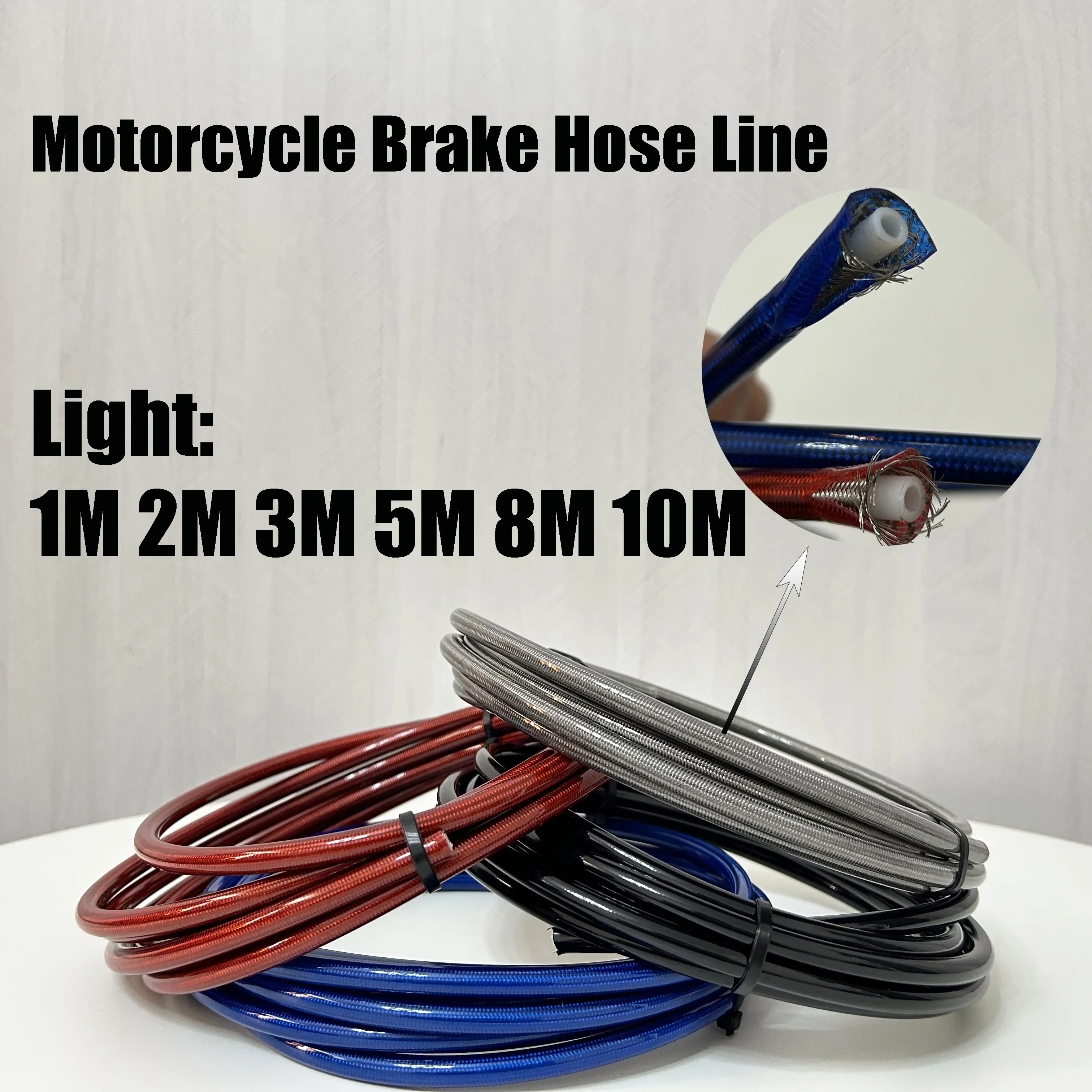 

Motorcycle Braided Stainless Steel PTFE/Nylon1M ~10M AN3 Clutch Oil Line Hose PTFE Brake Pipe Hose Dirt Bike Gas Oil Fuel Tube