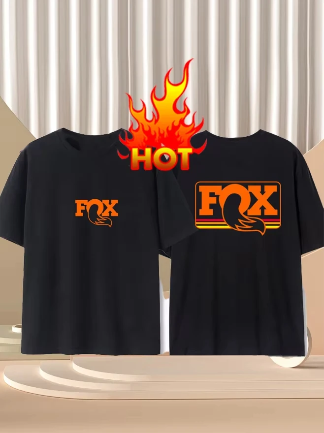 

Fox Cross-country Motorcycle Mountain Bike Riding Loose Cotton Round Collar Short Sleeve T-shirt Summer Boys Half Sleeve