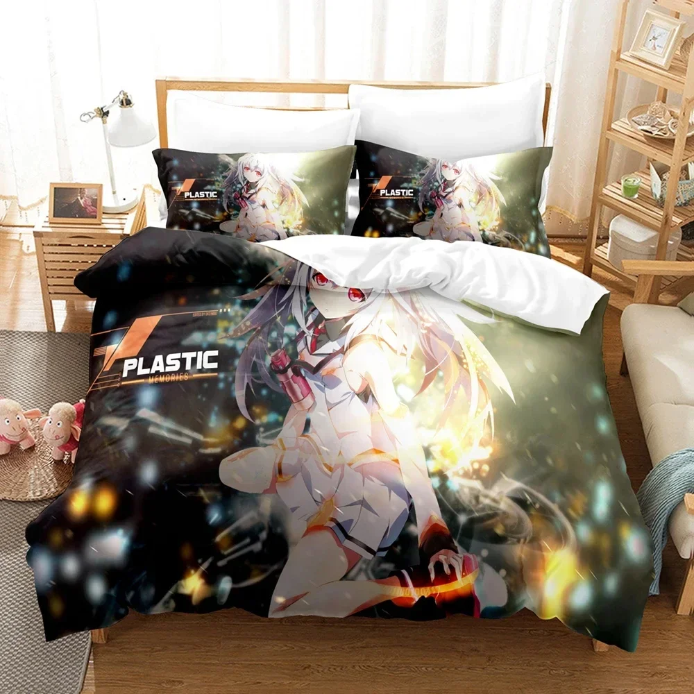 Exquisite Anime Plastic Memories Bedding Set,Duvet Cover Comforter Bed Set Quilt Cover Pillowcase,King Queen Twin Size Boys Girl