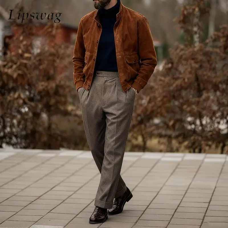 

Весенне-осенняя новая повседневная мужская куртка, пальто, однотонная винтажная верхняя одежда на пуговицах с лацканами и длинными рукавами, мужские стильные тонкие куртки