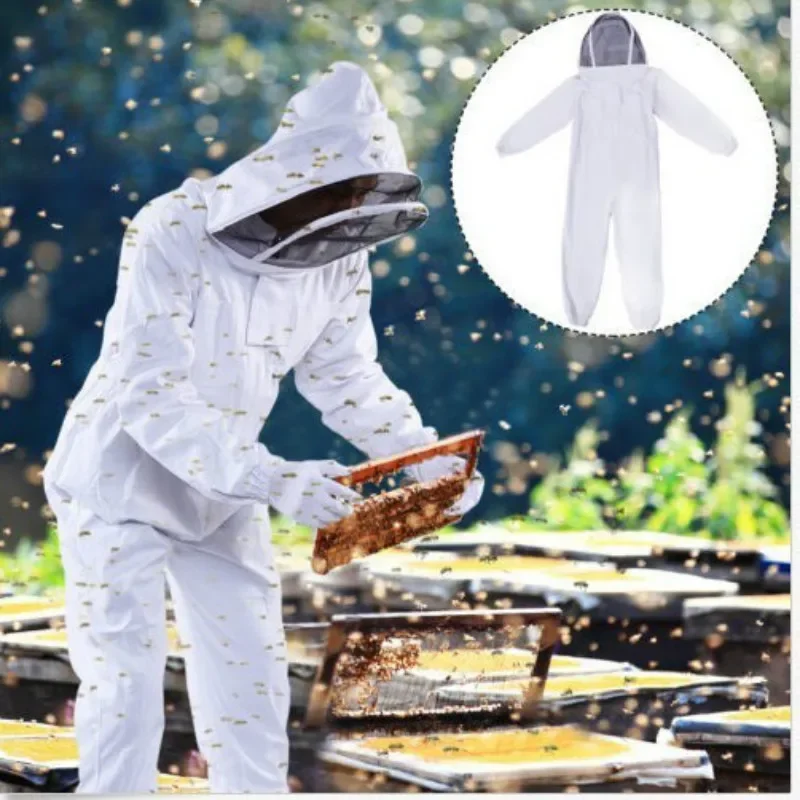 Traje de apicultor de protección de cuerpo completo, traje de apicultor de algodón, velo de seguridad, capucha, sombrero, ropa de apicultor, abeja,