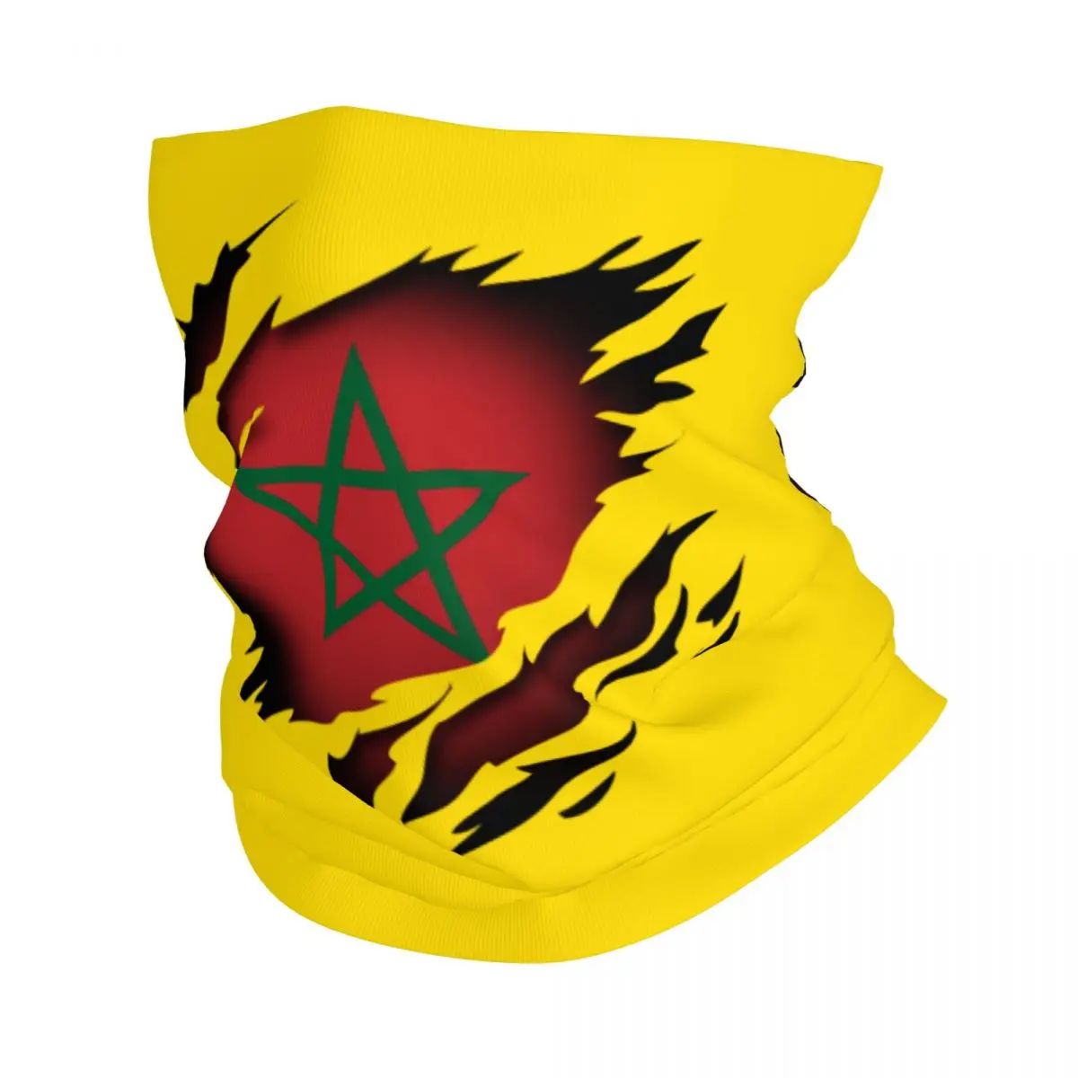 Custom Moroccan Torn Morocco Flag Winter Headband Neck Warmer Women Men Hiking Hunting Tube Scarf Face Bandana Gaiter