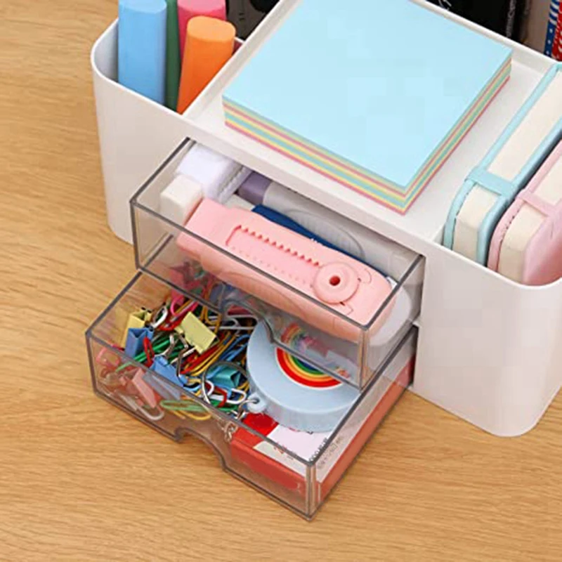 Desk Storage Box 2 Pumping Desktop Pencil Storage Box Suitable For Office Supplies Table Office School Family