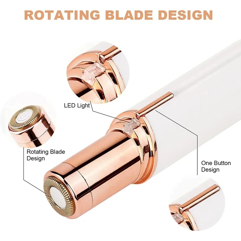 Depilazione viso per donna, mini depilatore, rasoio elettrico epilatore bikini portatile per labbra, mento, ascelle, pesca