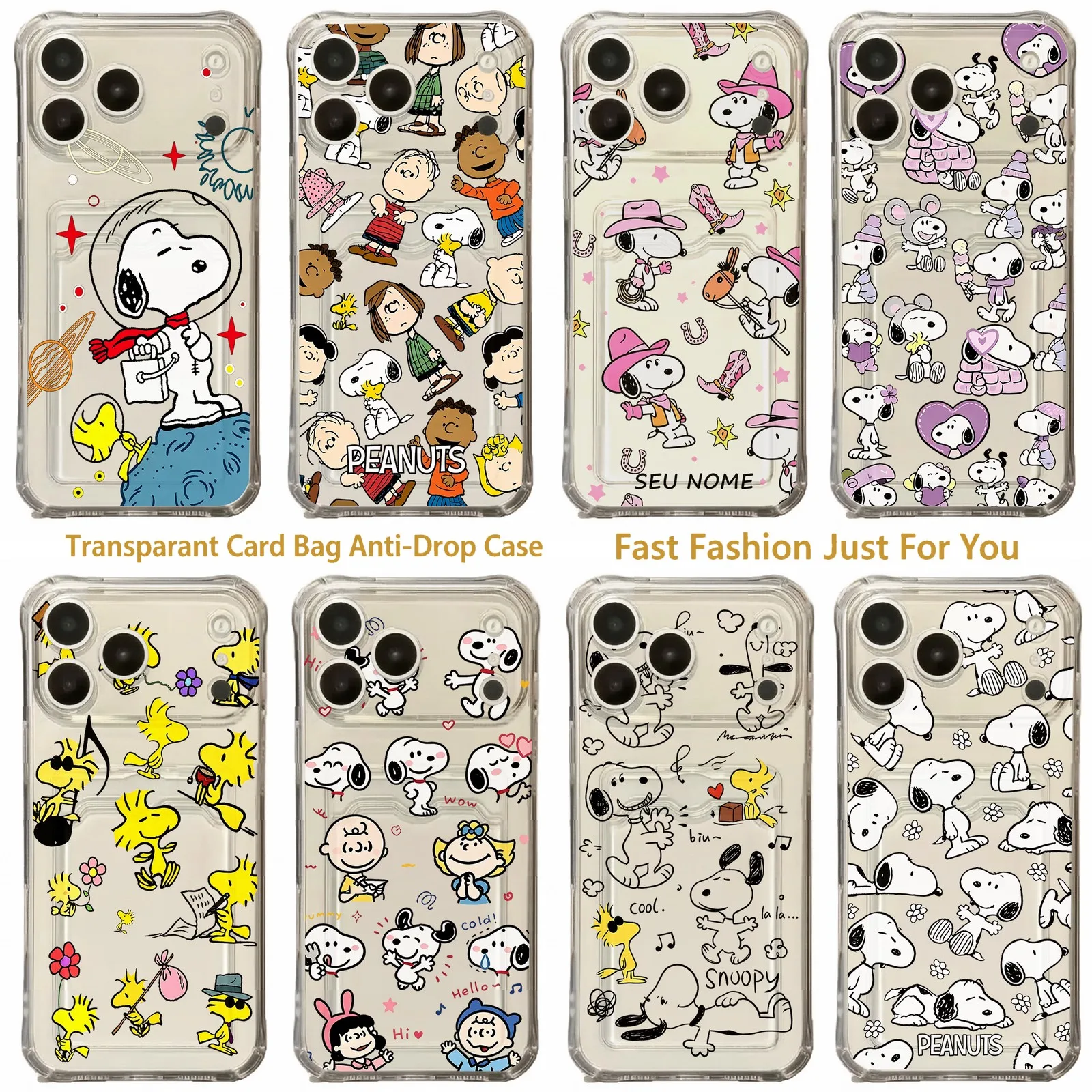Card Hold Phone Case For Samsung Galaxy S26 S25 S24 FE Edge Plus Ultra M33 M53 M54 5G Airbag Cover Cute cartoon S-Snoopys