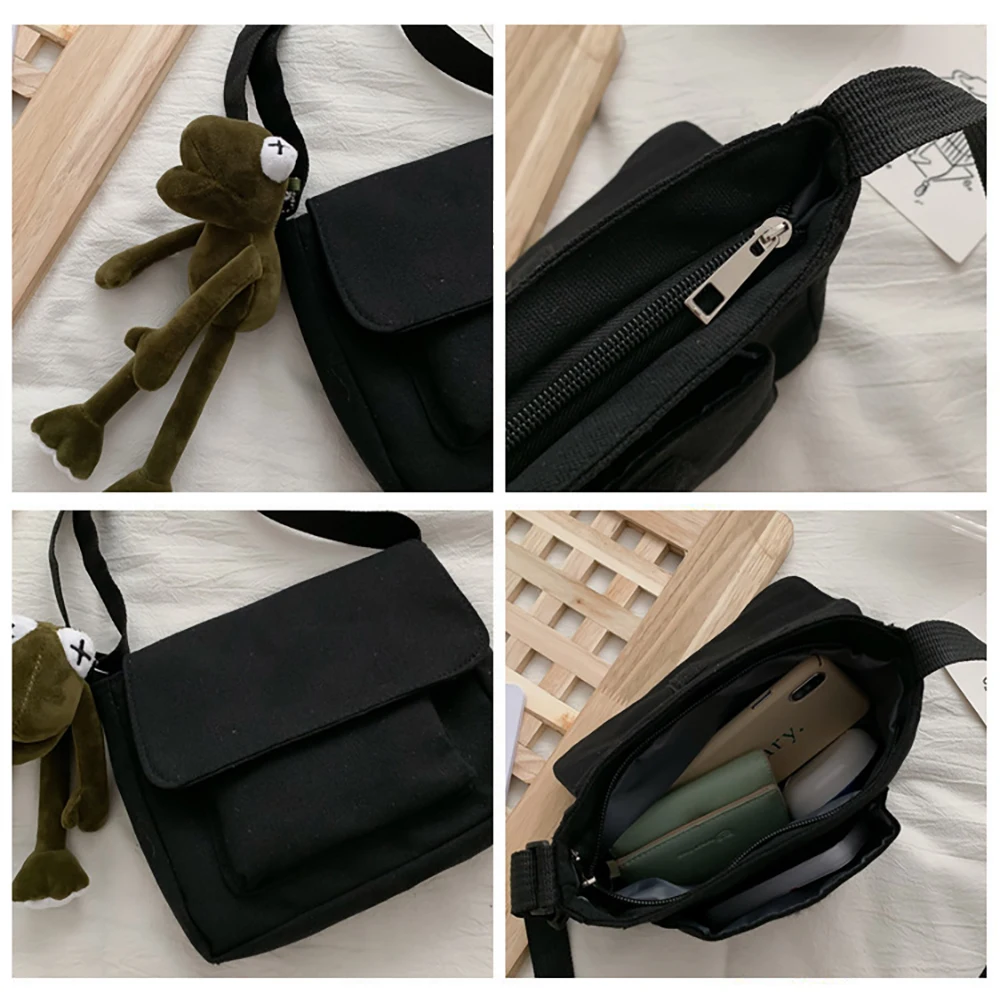 2023 Woman Messenger Bag Korean Student Canvas Small Pack Men Satchels Handbags Fashion Youth Shoulder Crossbody School Bags