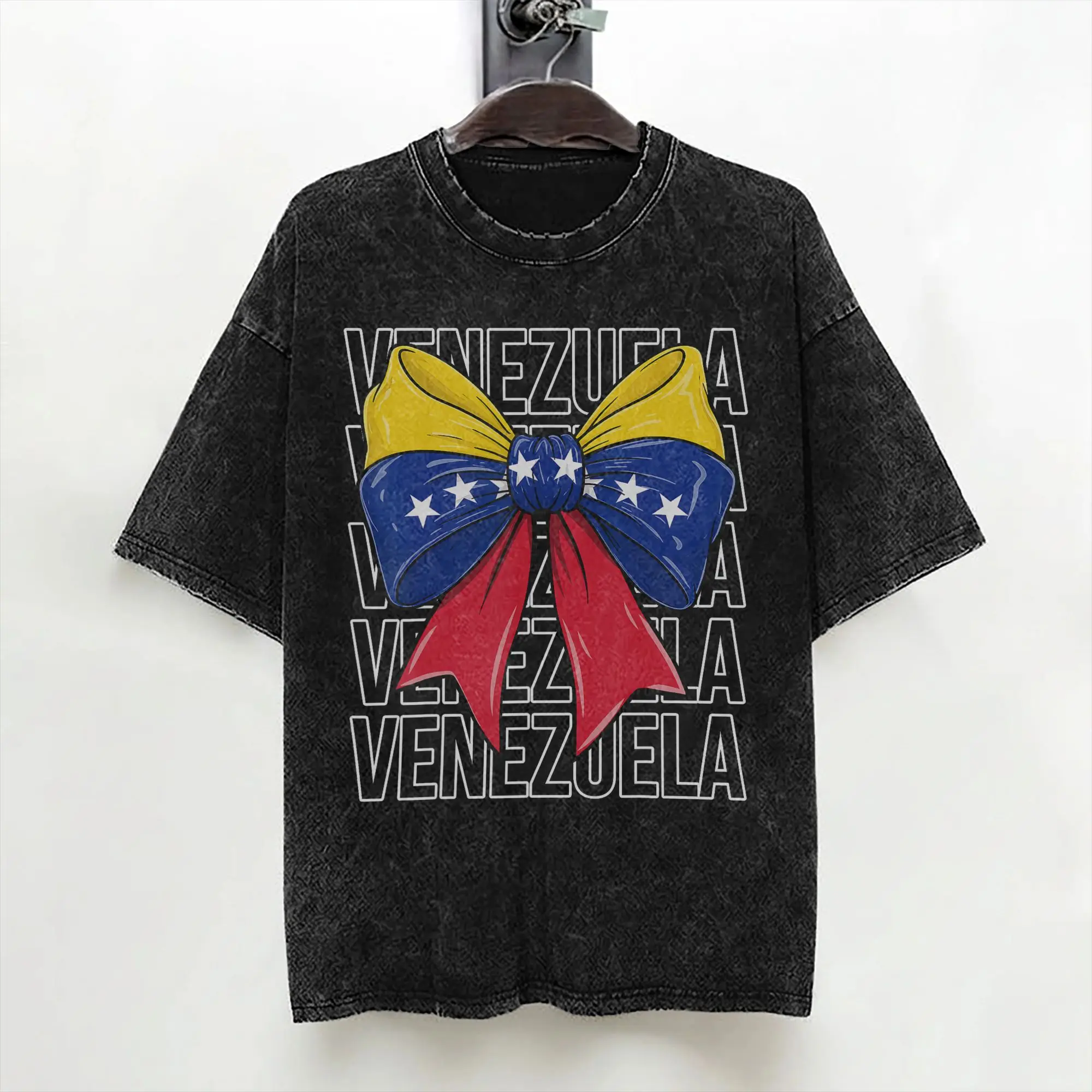 Venezuela Flag Venezuelan T Shirt Washed Cotton Oversize T-Shirt  Vintage for Men Women Streetwear Graphic Printed Tops Tees