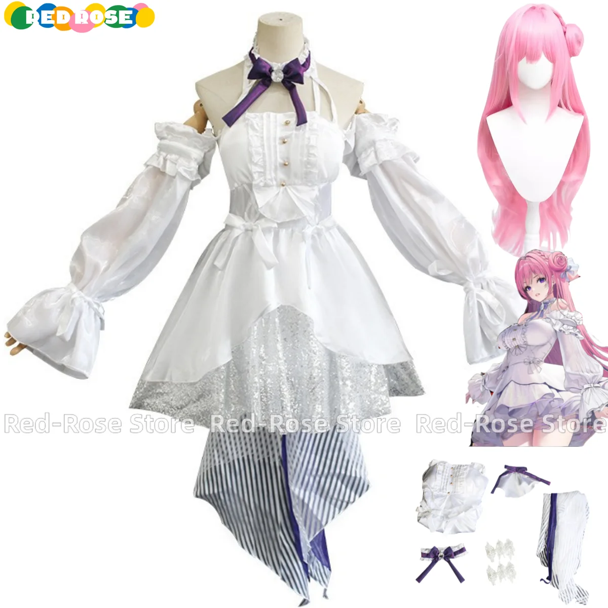 Game NIKKE：The Goddess of Victory Dorothy Cosplay Costume Wig White Dress Pengpeng Skirt Woman Sexy Carnival Christmas Suit