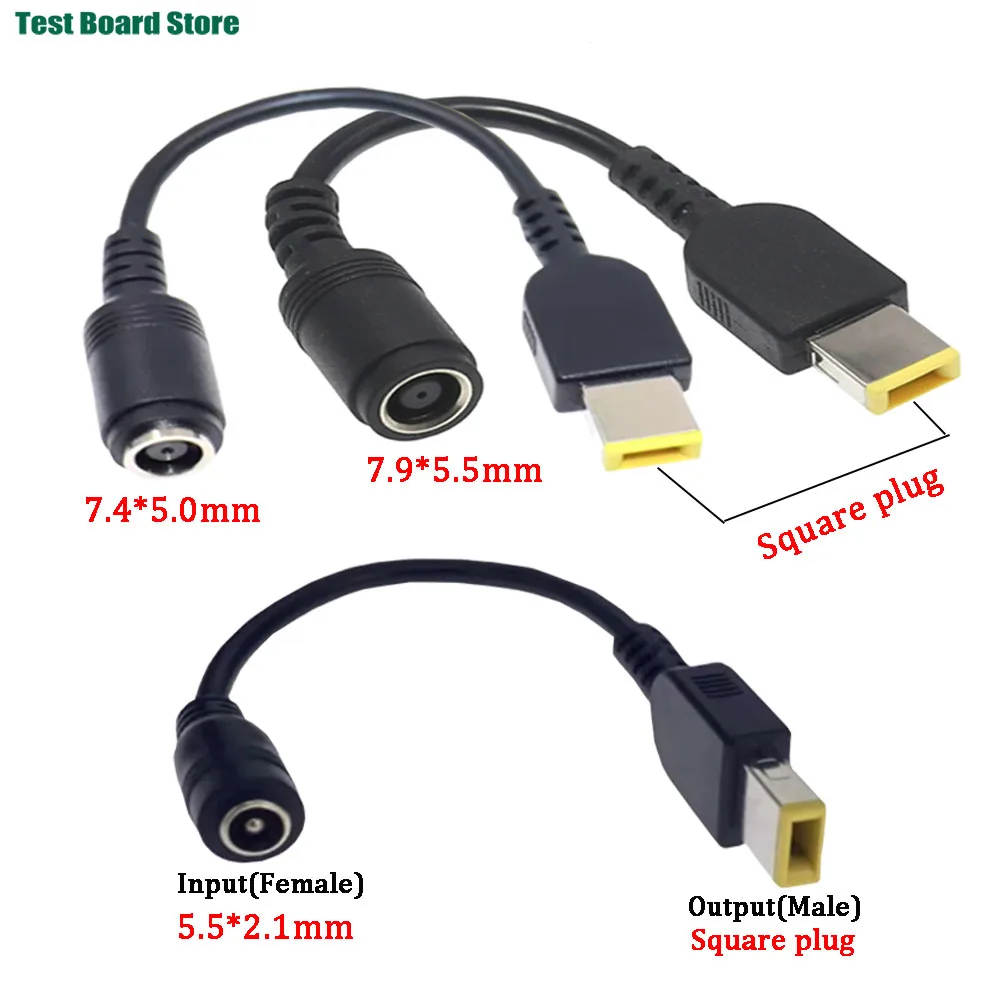 

Laptop Adapter Cable Square male To 5.5*2.1mm 7.4*5.0 7.9*5.5mm Female DC Power Charger Converter Cord for Lenovo HP
