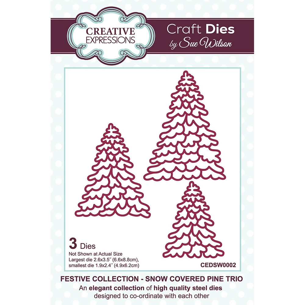 

Snow Covered Pine Trio Metal Cutting Dies Plate DIY Scrapbooking Holiday Embossing Christmas Words Text Die Set Greeting Card