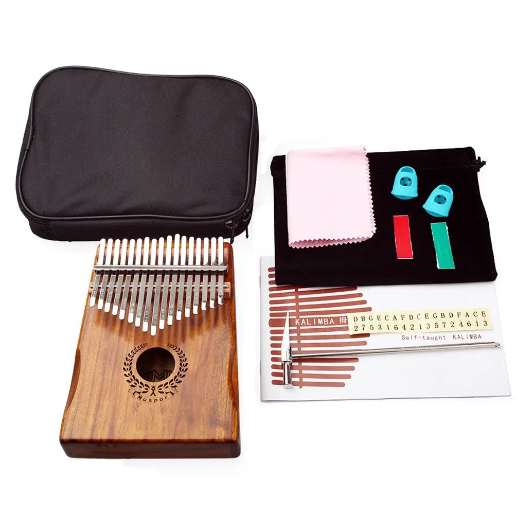 Muspor 17 Thumb Piano, Little Leaf Acacia, Kalimba Finger Piano, Free Bag