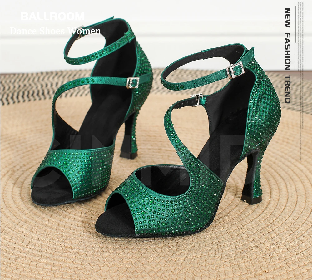 CINMIDY Neue Lateinamerikanische Tanzschuhe für Damen, Tango-, Jazz- und Modern-Ballsaal-Tanzschuhe, Damen-Hochzeitsschuhe mit Diamanten, Performance-Sandalen – Detail 1