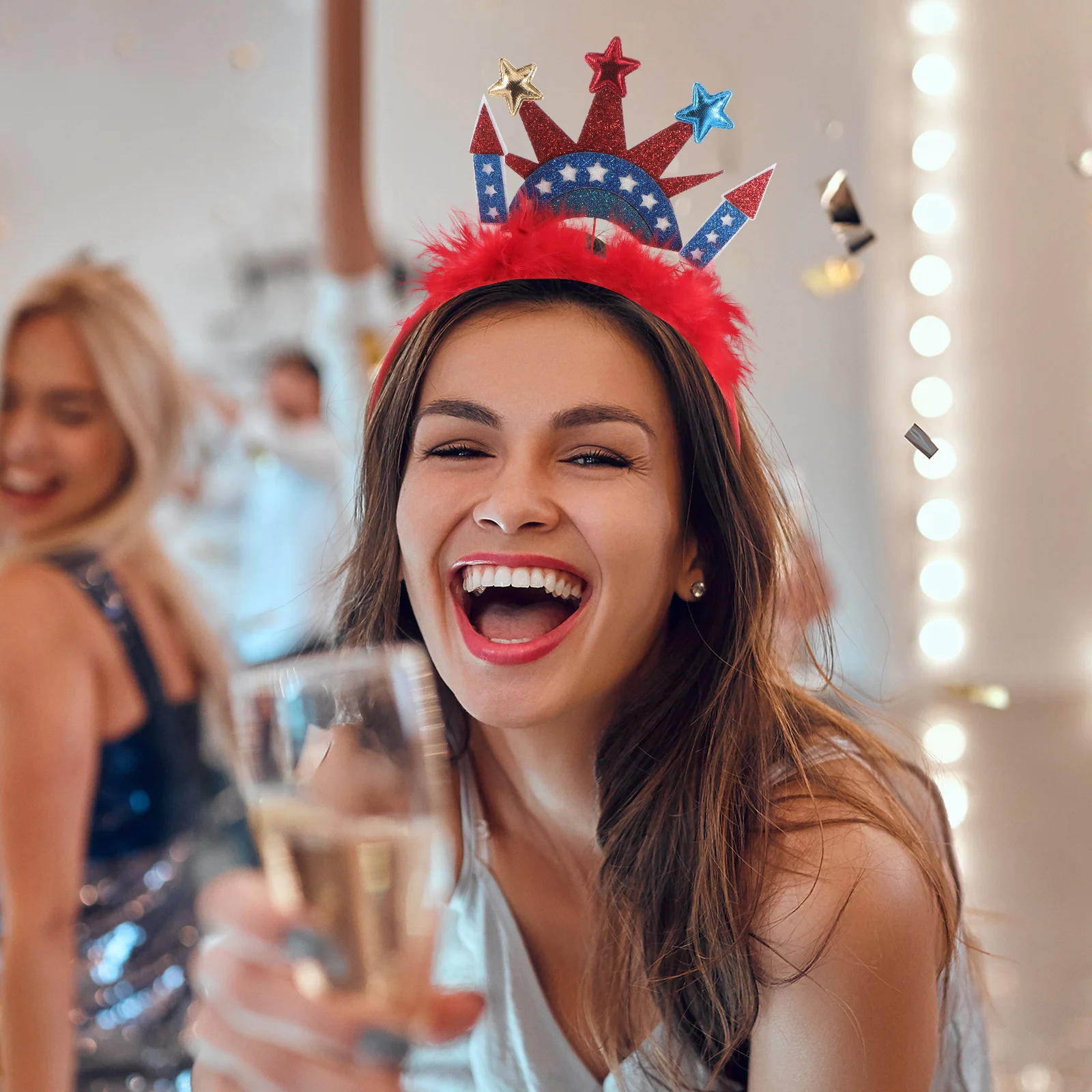 Statue of Liberty Headband Red White Blue Patriotic Design Comfortable Fit Independence Day July 4th Party Photo Prop Hair Hoop