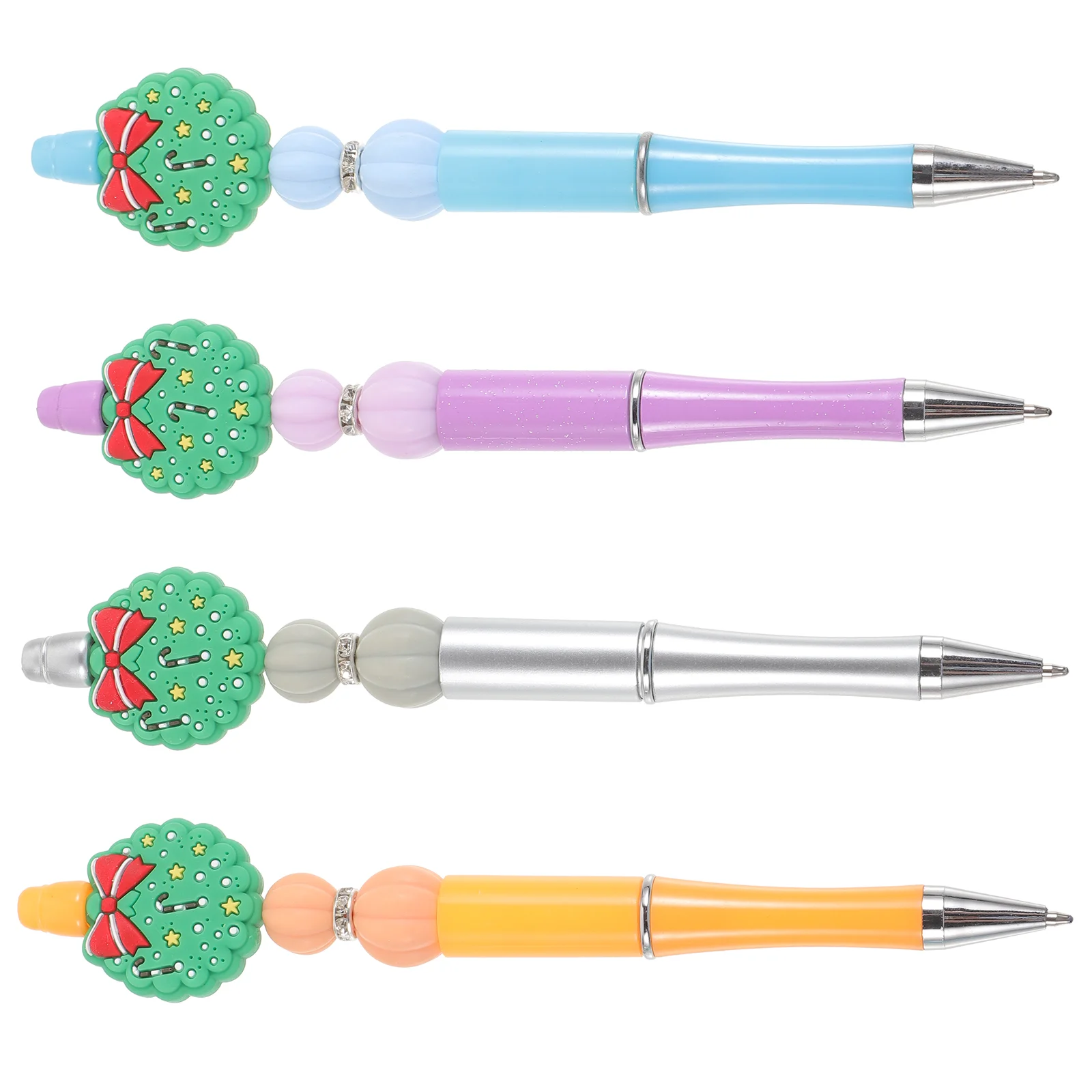 

4 Pcs Ballpoint Pens Xmas Beaded Bulk Party Student Writing Silica Gel Supplies for Christmas Style