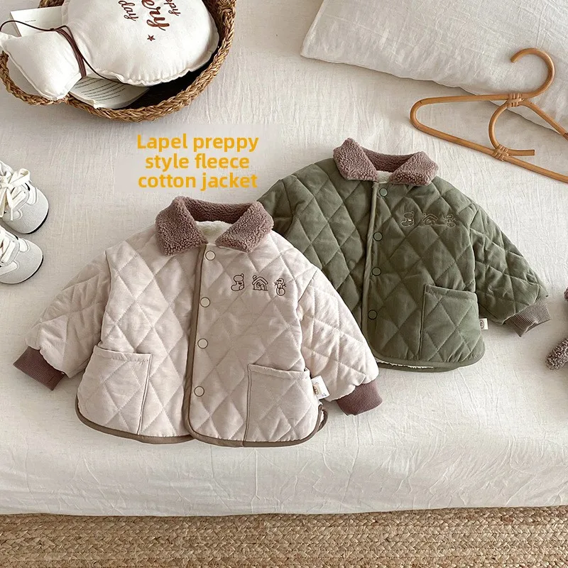 

Boys' Fur Collar Cotton Jacket 2025 New Winter Children's Korean Version Quilted Cotton Jacket Baby Fashion Cotton Jacket
