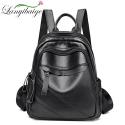 Splicing cowhide Leather Brand Women Classic Backpack Backpack Luxury Travel Backpack Fashion School Bag Girls Mochilas feminina
