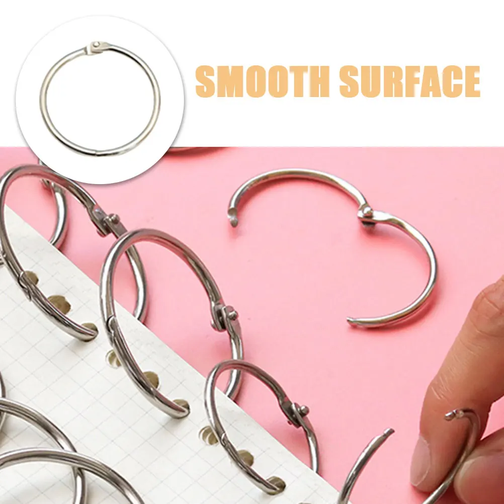 25개 북 바인더 링, 금속 루즈 리프 바인더 링, DIY 노트북, 스크랩북, 인덱스 카드, 키 링 클립, 매끄러운 표면
