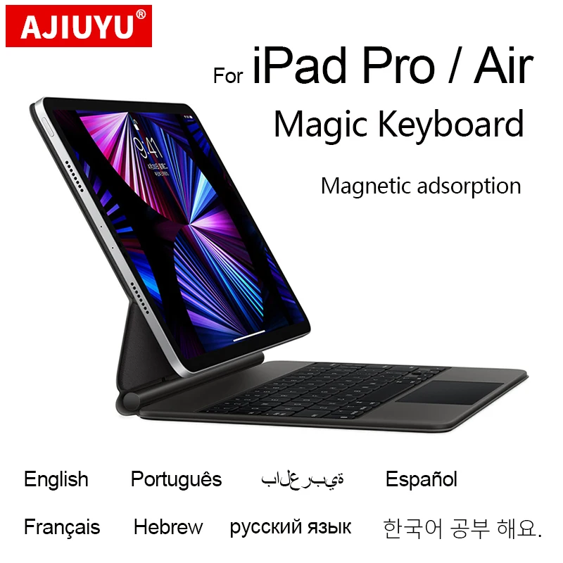 

Magic Keyboard For iPad Pro 11 12.9 6th 5th 4th 3rd Generation 2022 Air 4 5 10.9" Case Keyboard Portuguese Russian Arabic French