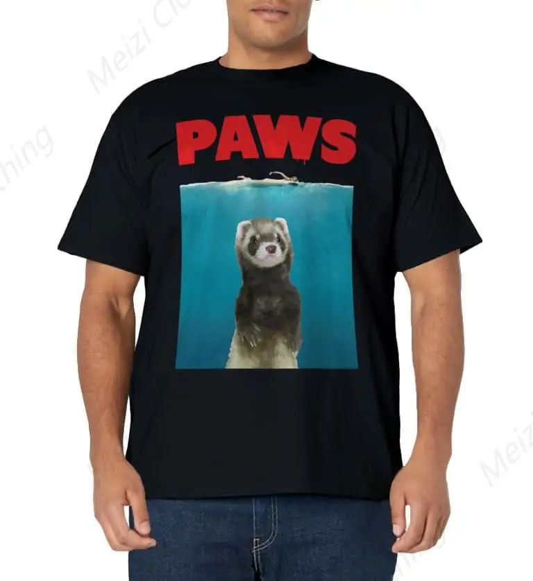 Paws Ferret Fun T-shirt Imitate Ferret Lover Gift T-shirt Fashion Cool Shirt Pure Cotton Casual Breathable Clothes