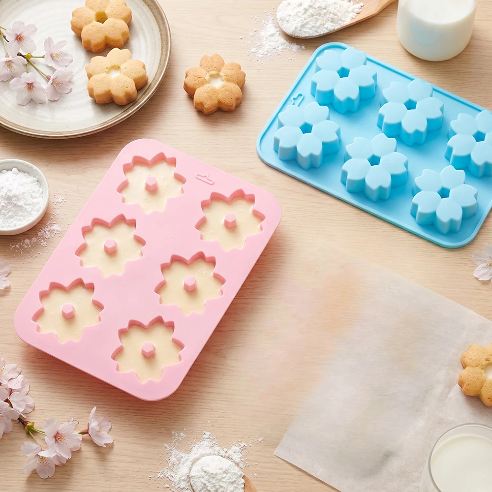 1pc 6-cavity cherry blossom cake silicone mold Christmas chocolate mold for baking mold Christmas tree mold suitable for jelly c