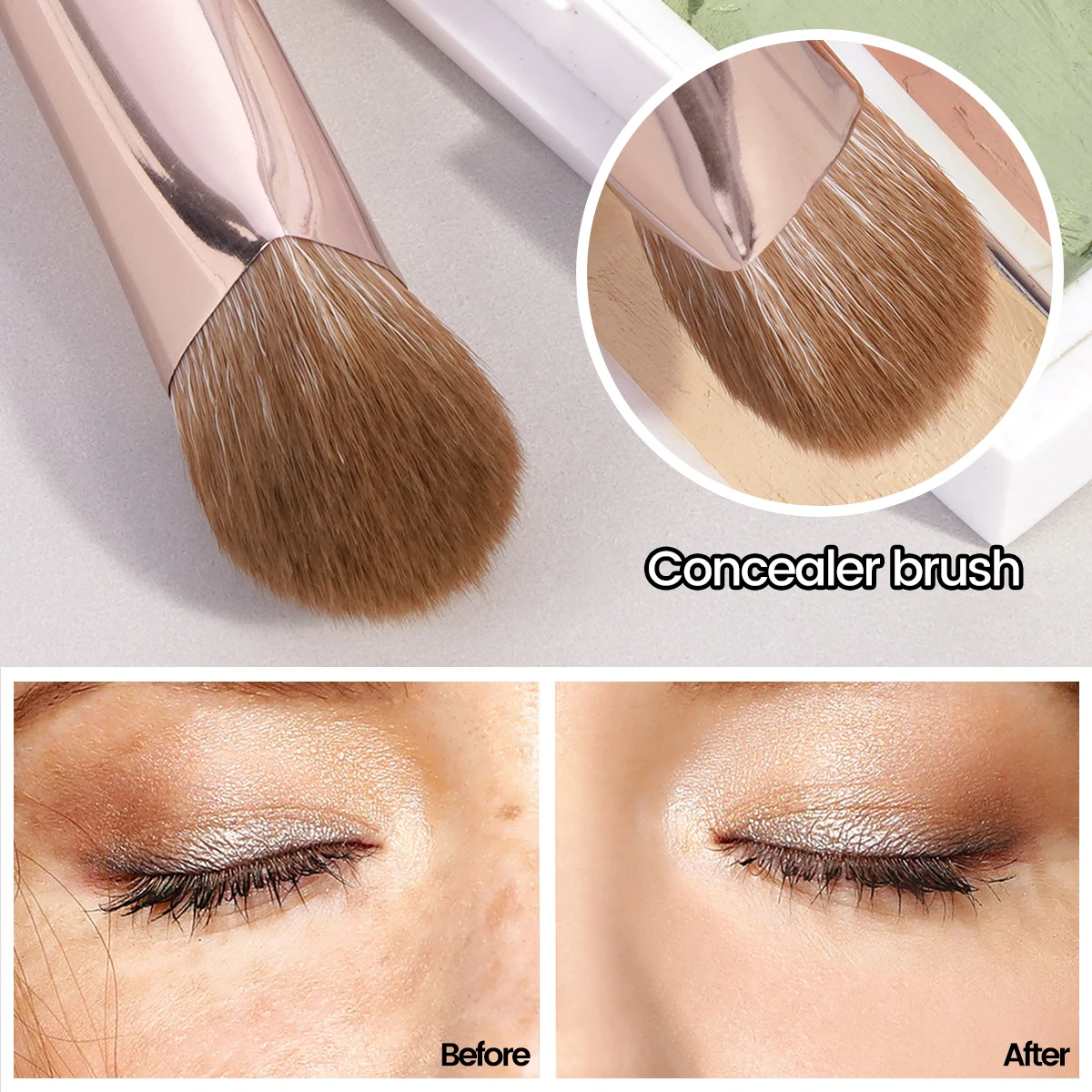 MAANGE 3PCS Contour Brush Kit Triangle Concealer Brush for Liquid Cream Powder Blending Detail Brush Cosmetic Beauty Brush Tool