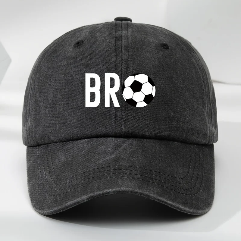 

BR Football Printed Baseball Cap, Classic Washed Vintage Duckbill Hat, Soft Top, Adjustable, Moisture-Absorbing, Breathable Suns
