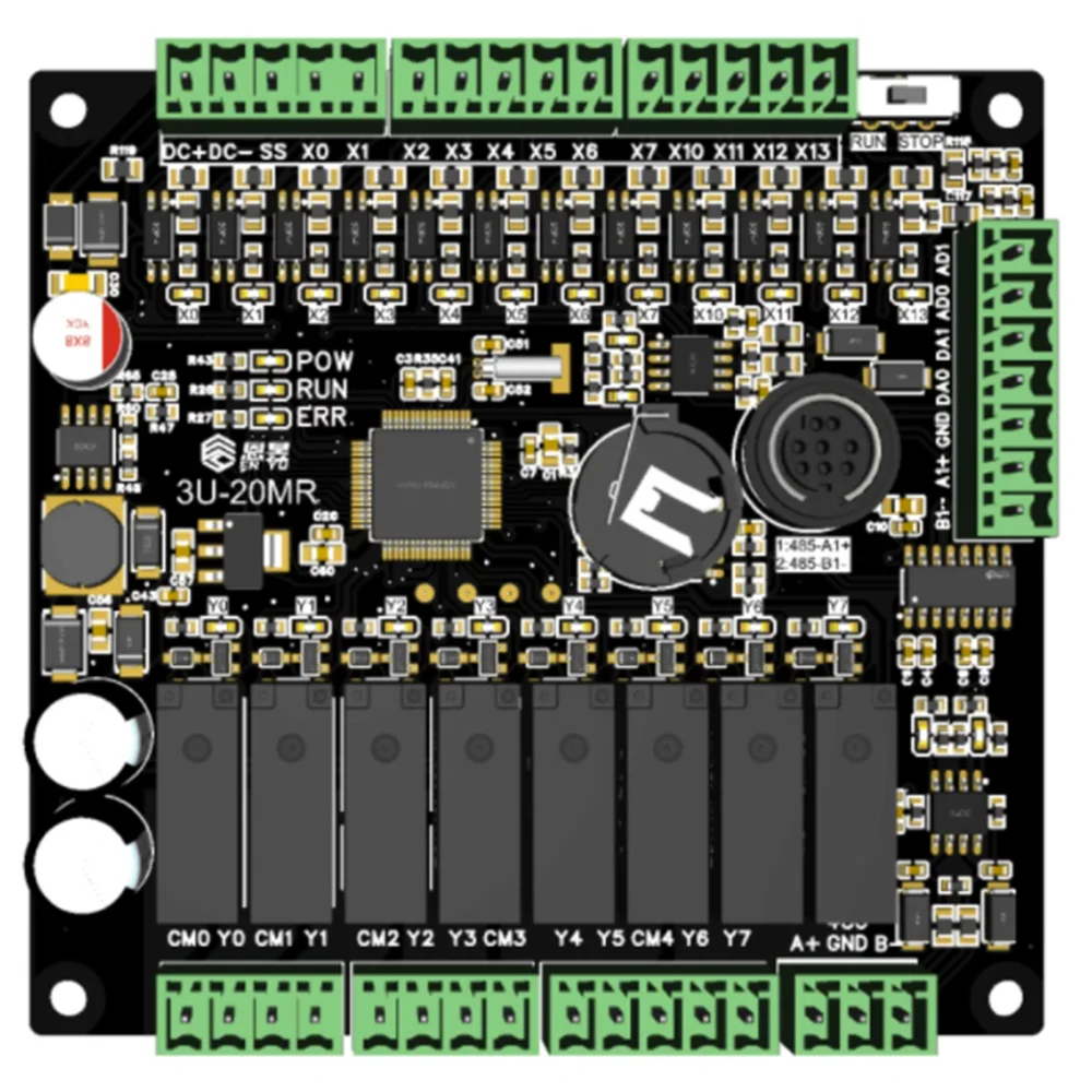 Imagem -03 - com Cabo Redondo Rs232 Fx3u 10mr 14mr 20mr 1ad 1da Rs485 Rs232