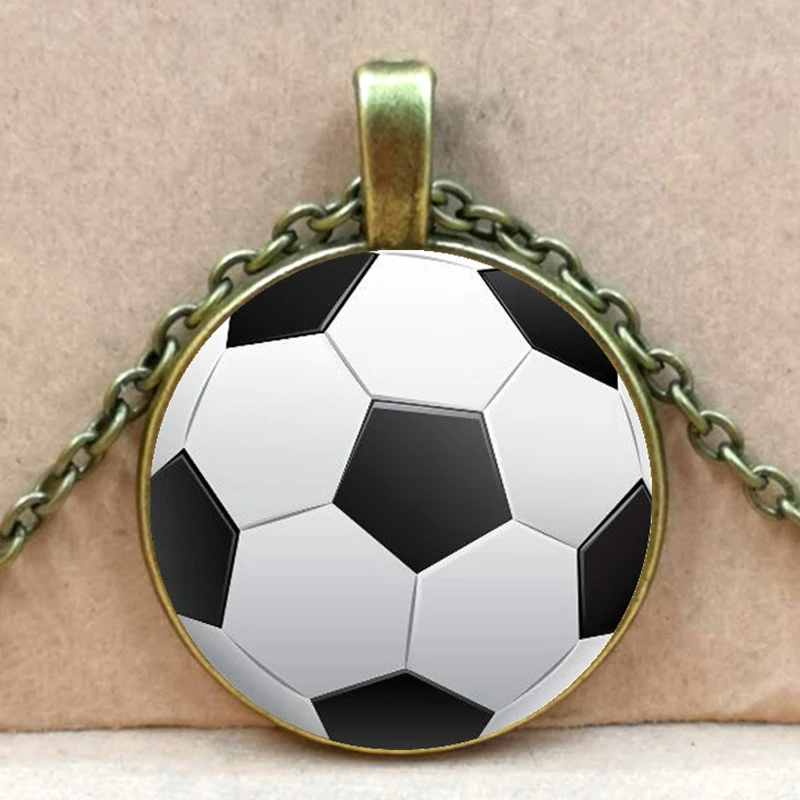 Fashionable Charm Basketball Volleyball Football Pattern Pendant Necklace Glass Dome Long Necklace Jewelry