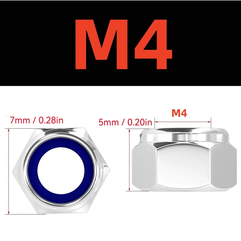 صواميل قفل إدراج النايلون DIN985 صامولة نايلوك ذاتية القفل DIY |   M2 M2.5 M3 M4 M5 M6 M8 M10 M12 M16 -TG