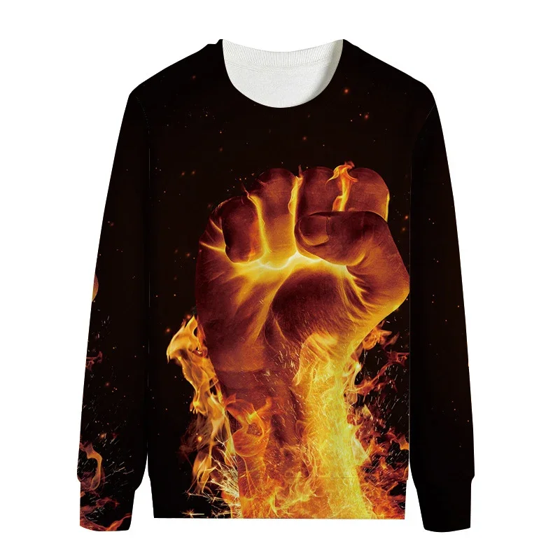 Fire Pattern 3d Printed Sweatshirts for Men and Women Pullovers Harajuku Unisex Tops