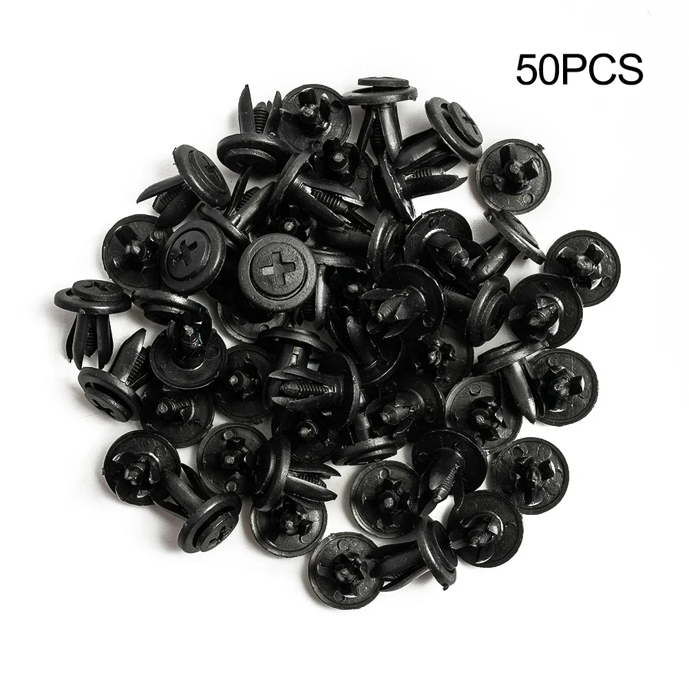 50PCS Auto Fastener 6mm Hole Nylon Clips For Car Fender Bumper Shield Retainer Plastic Rivet For Universal Automobile Snap