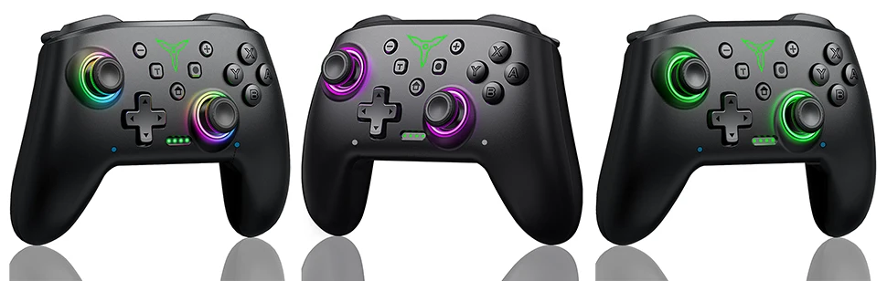 Dinofire Wireless Bluetooth RGB Controller for Nintendo Switch/Switch OLED/Lite Mobile Wired PC Gamepad Multi-Function Joystick