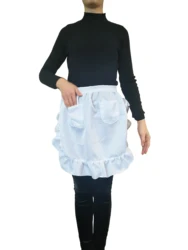 Lace Ruffle Apron White Half Waist Bistro Restaurant Halloween Maid Costume Accessories Women Cuisine Pinafore Apron