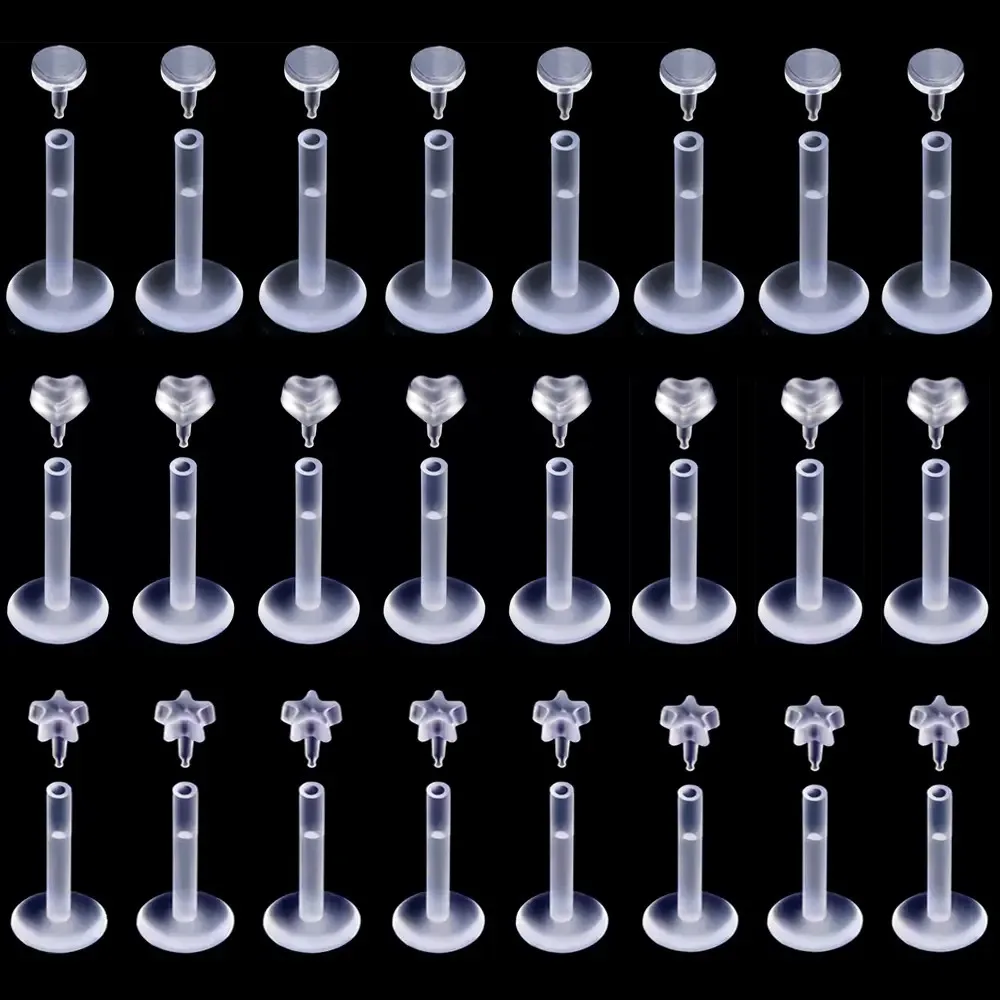 24X 16G نوع مختلط أكريليك Bioflex Labret مونرو الشفاه دفع في 6 مللي متر-12 مللي متر بار شقة الظهر الأذن مسمار التجنيب ثقب