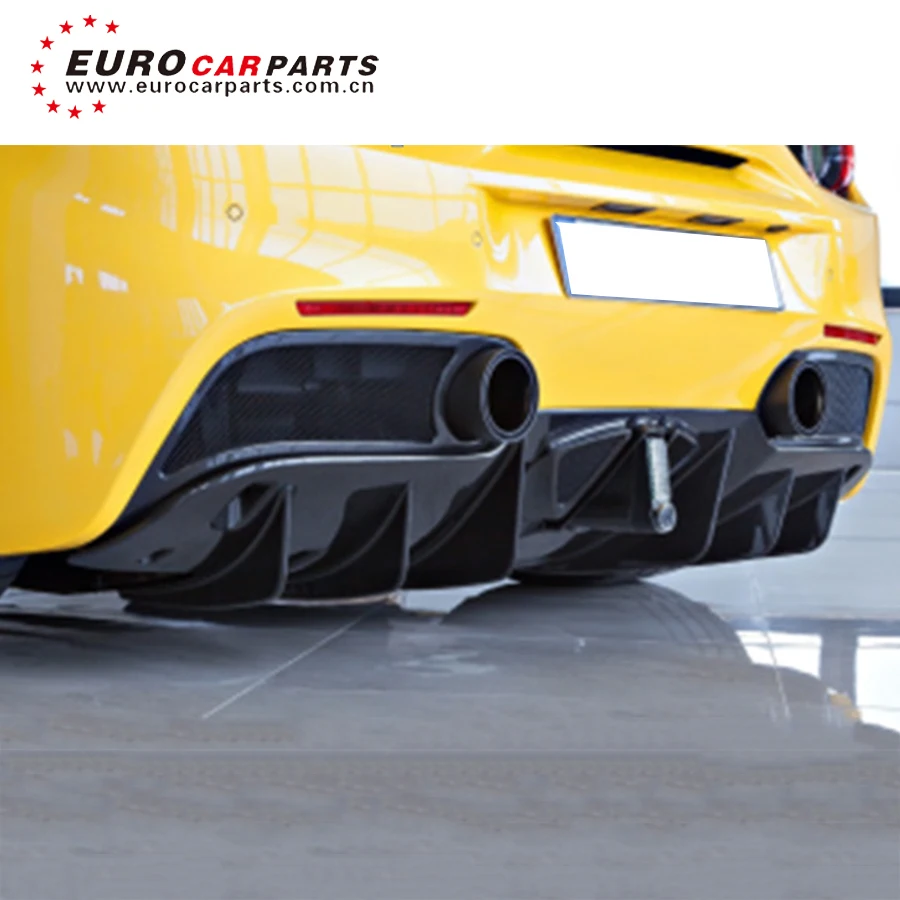 

Dry carbon fiber Automobile Back Bumper Shovel Lip Diffuser Spoiler Rear Lower Tail Splitter Protector 488 GTB CA Style