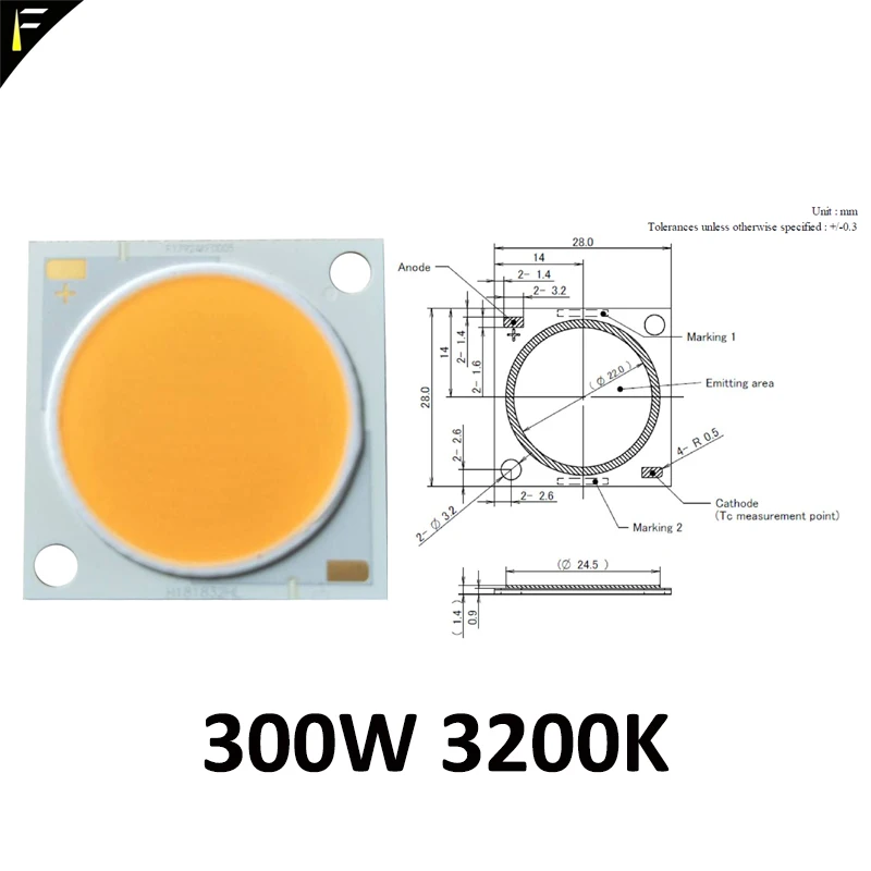 

High-Brightness 300W High Color Rendering Ra97 COB Light Source for Fluorescent Light Photography Projector Light