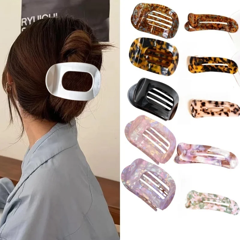 

Simplicity Korean Acetic Acid Hair Clip for Women Spoon Clip Spring Crab Claw Leopard Hair Clip Top Clip Headpiece Hair Accessor