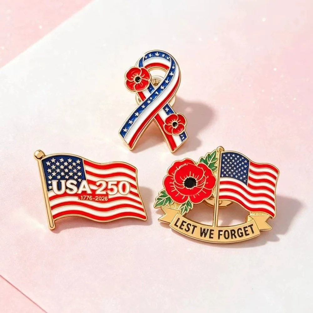 250th Anniversary Of The United States Brooch Metal Lapel Pin American Flag Enamel Pins Badge On Backpack Clothing Accessories