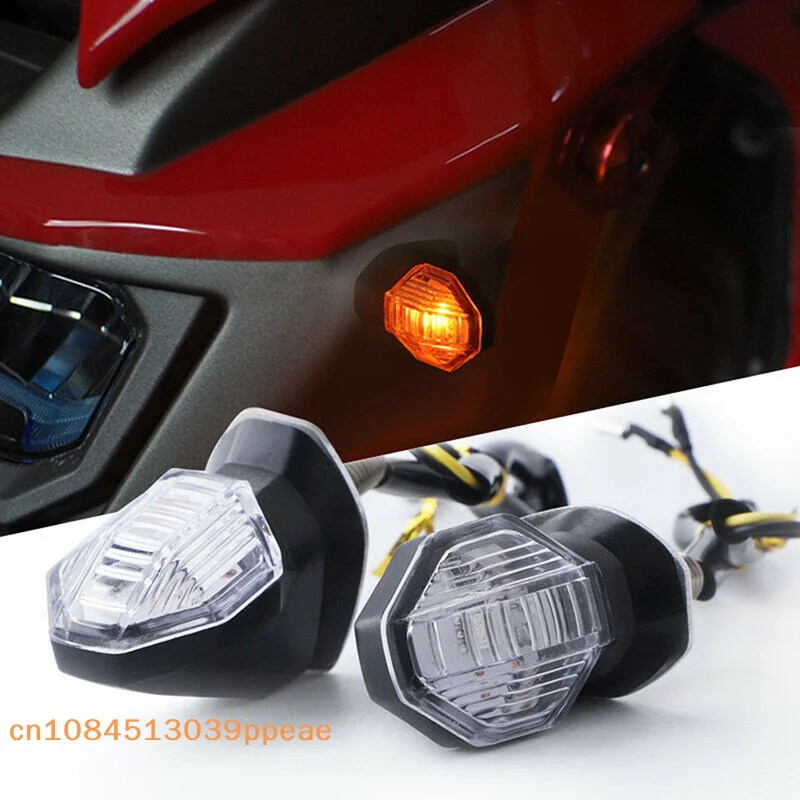 {QTG333} 2x Universal Motorcycle 1LED Amber Turn Bike Signal Indicators Blinker Lights