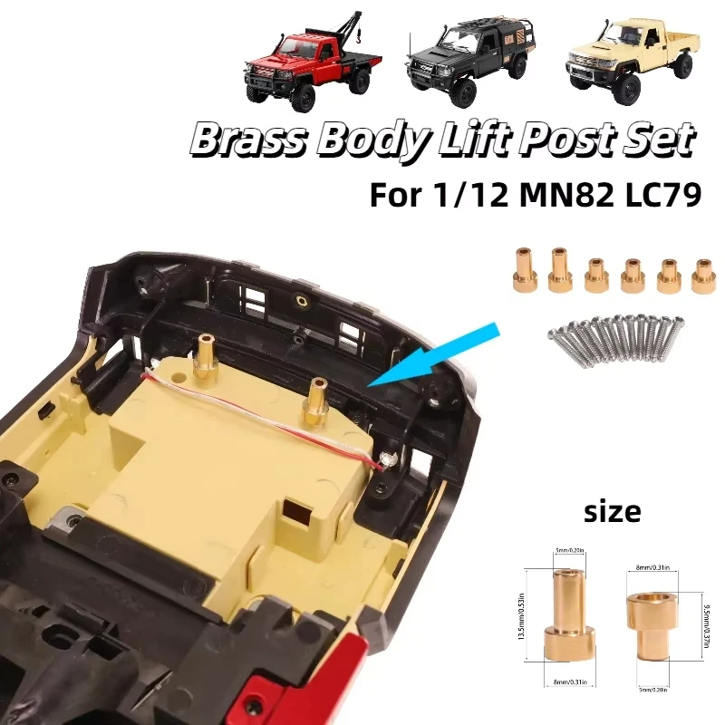 MN Brass Body Shell Heightening Lift Posts Upgrade Parts For 1/12 Scale MN82 LC79 RC Crawler Truck With Install Screws In Stock