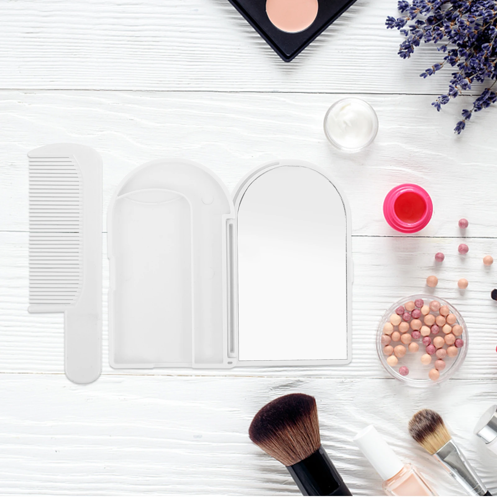 

Pocket Makeup Folding Portable Travel Compact Women Lightweight Small Handheld Vanity Foldable Durable Rhinestone Makeup Purse