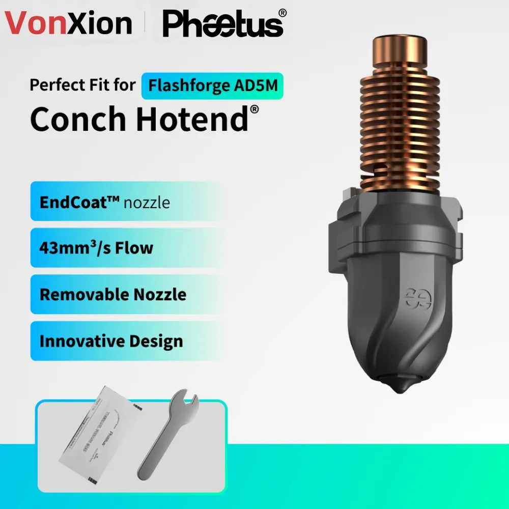VonXion Conch Hotend AD5M M6 EndCoat Nozzle for FLASHFORGE AD5M Pro High Wear Resistance 3D Printer Nozzle Fittings