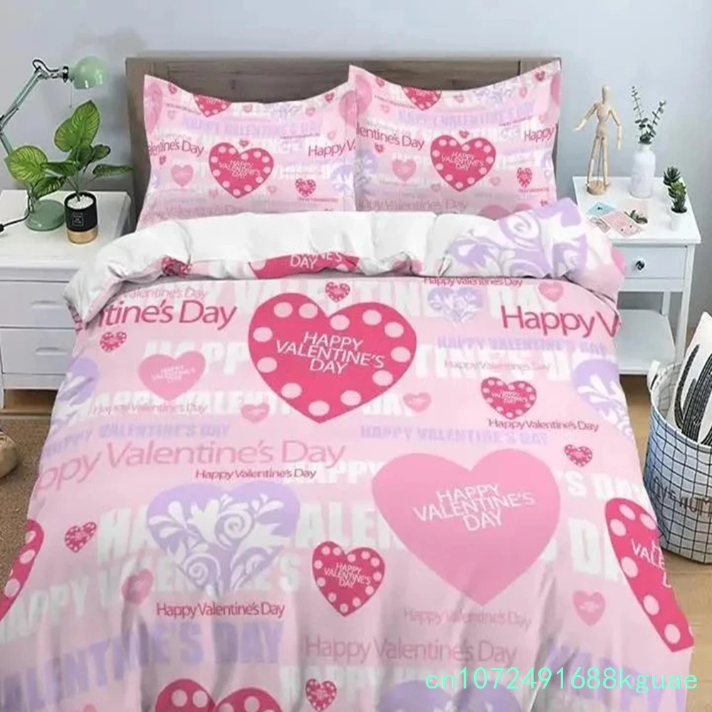 Love Heart Bedding Set Simple Plaid Duvet Cover 200x200 Pillowcase Single Double Queen King Nordic Couple Bed Cover Bedclothes