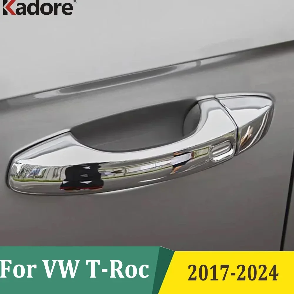 Для VW Volkswagen T-ROC TROC 2017-2024 хромированная дверная ручка, накладка, наклейка, Стайлинг, внешние аксессуары автомобиля