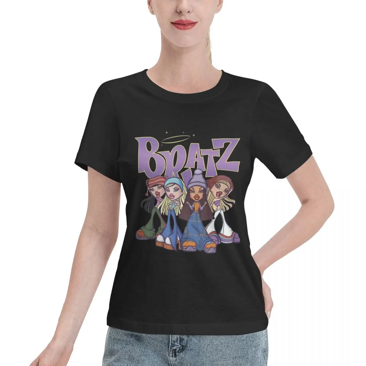 

Summer Woman Cotton T-Shirts Bratz Original Four Group Shot Newest Printed Short Sleeve Tees Fashion Female Clothes