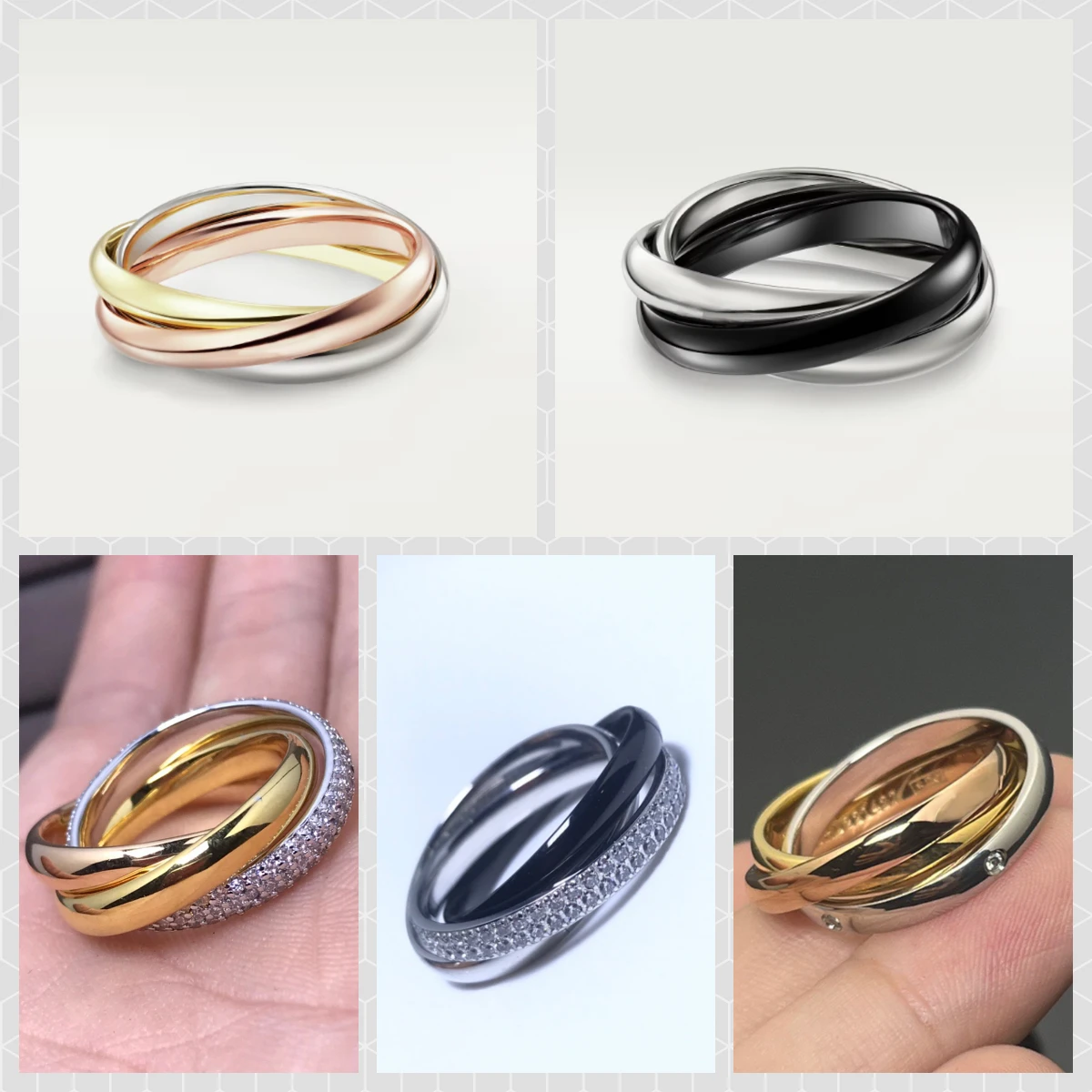 Hot Sale High Quality Jewelry Silver Jewelry Classic Three Ring Ring TRINITY Ring Women Jewelry Gift Free Shipping