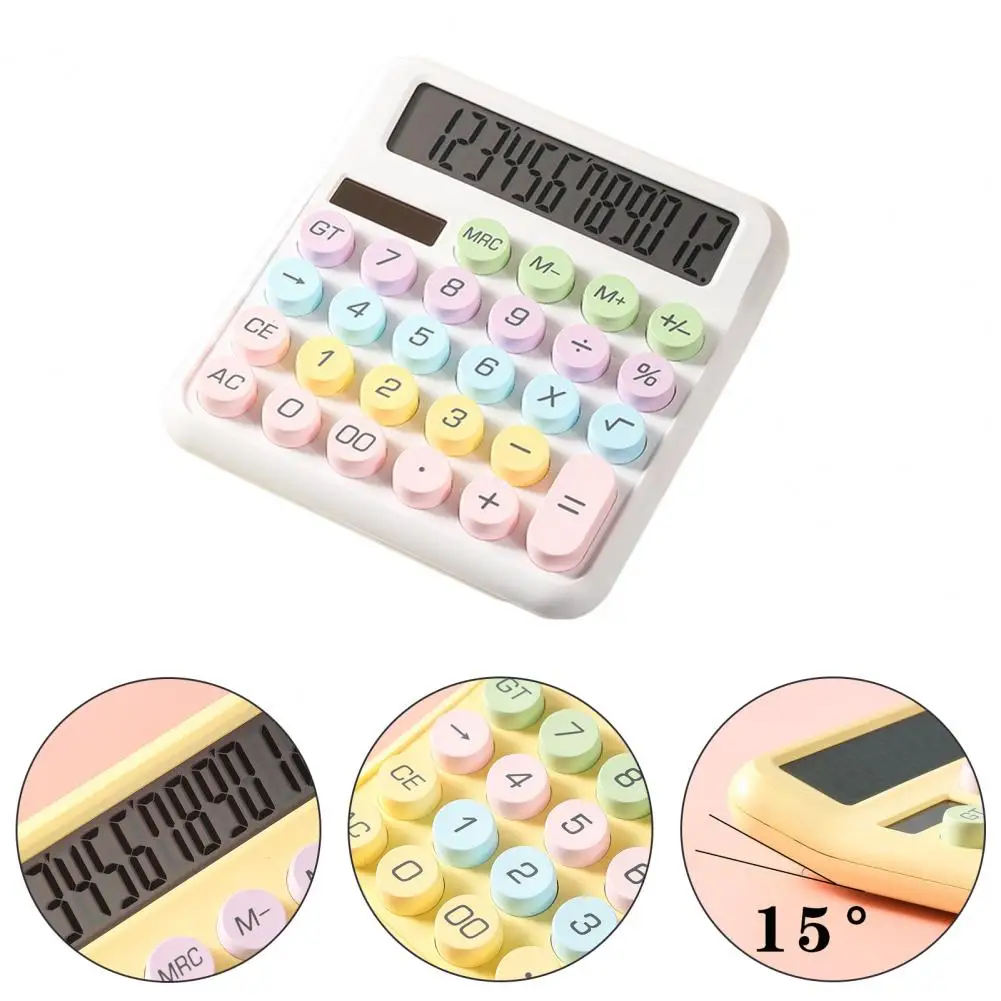 Business Calculator Typewriter Style Calculator with Lcd Display Round Office Calculator Cute 12-digit Everyday Use Retro Round