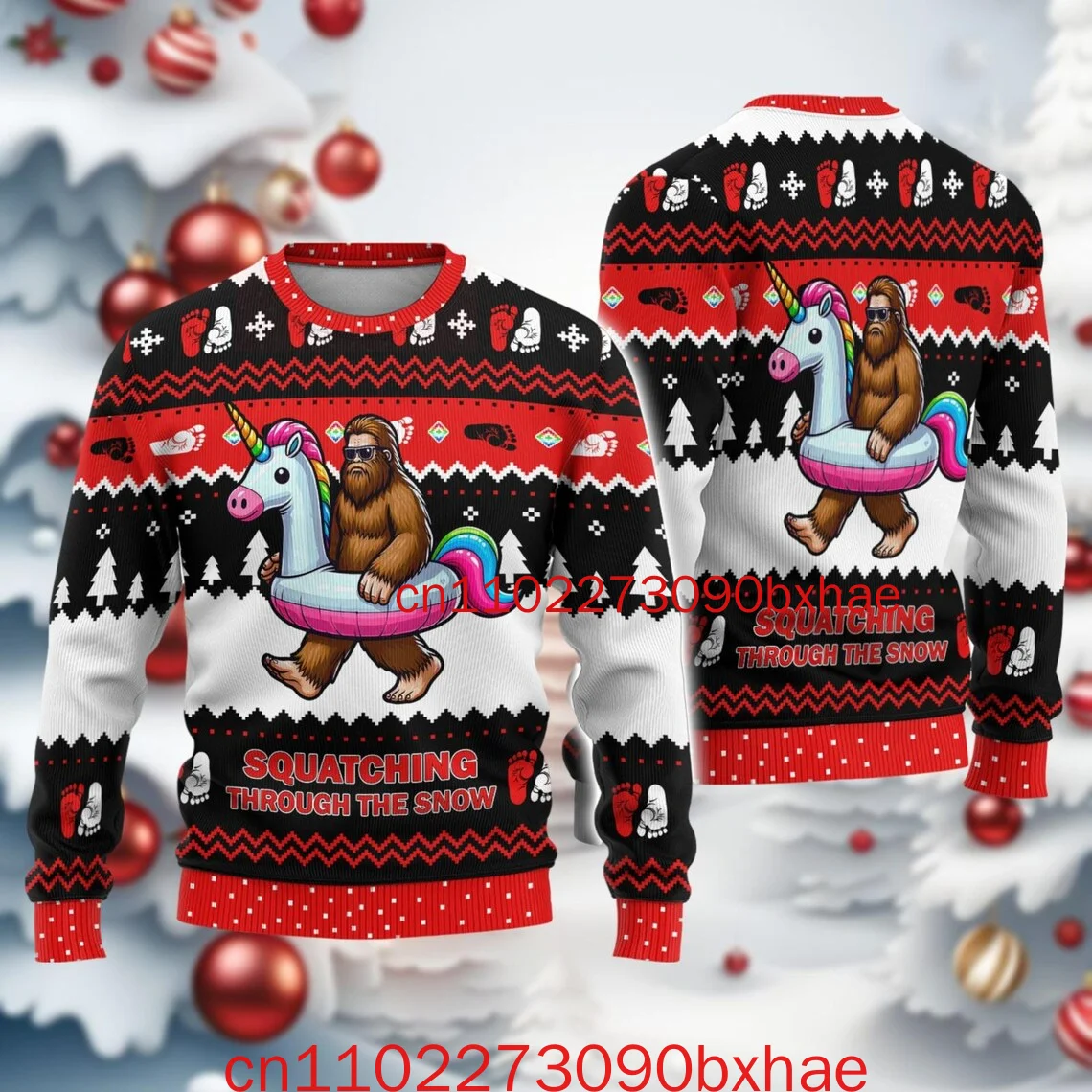 

Новинка 2025 года, Рождественский уродливый свитер «Снежный человек», свитер «Снежный свитер», забавный рождественский свитер с 3D принтом, Рождественский подарок