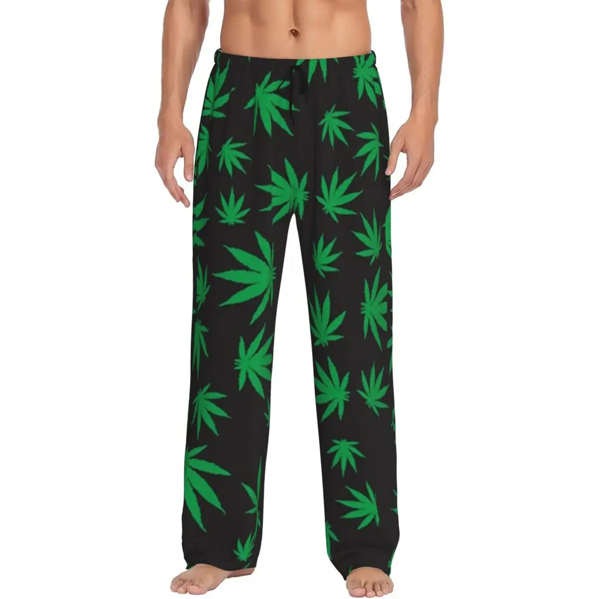 Custom Cannabis Leaves Marijuana Weed Leaf Pajama Pants Men Sleepwear Sleep Lounge Bottoms with Pockets